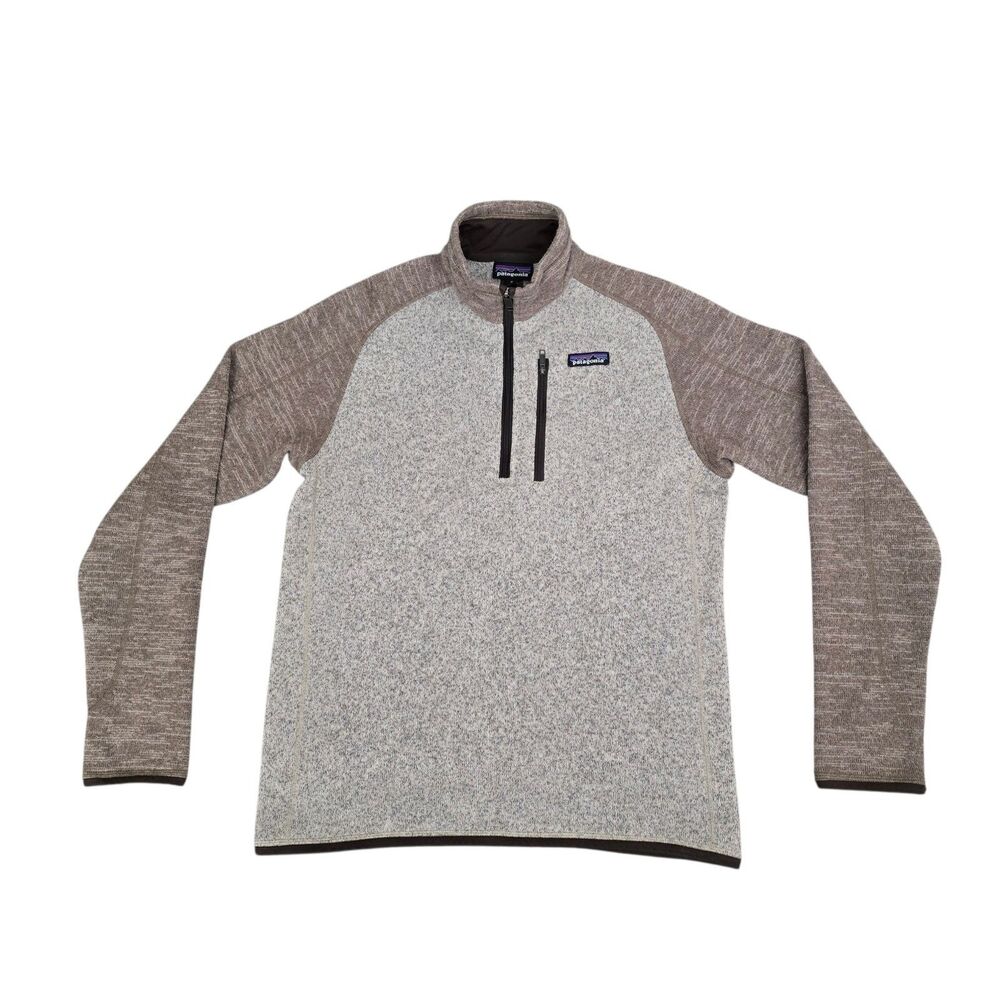Patagonia Better Sweater Mens Medium  Pullover 1/4 Zip Fleece Brown Tan Gray